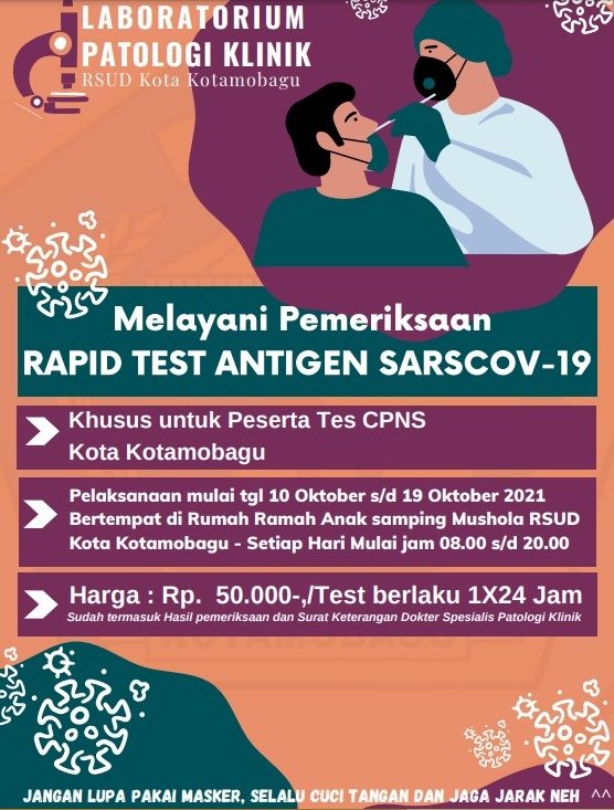 PENDAFTARAN RAPID TEST ANTIGEN BAGI PESERTA SELEKSI KOMPETENSI DASAR (SKD) CPNS 2021