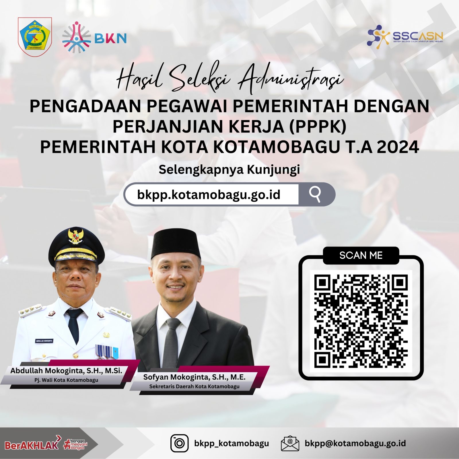 PENGUMUMAN HASIL SELEKSI ADMINISTRASI PENERIMAAN PPPK DI LINGKUNGAN PEMERINTAH KOTA KOTAMOBAGU T.A 2024