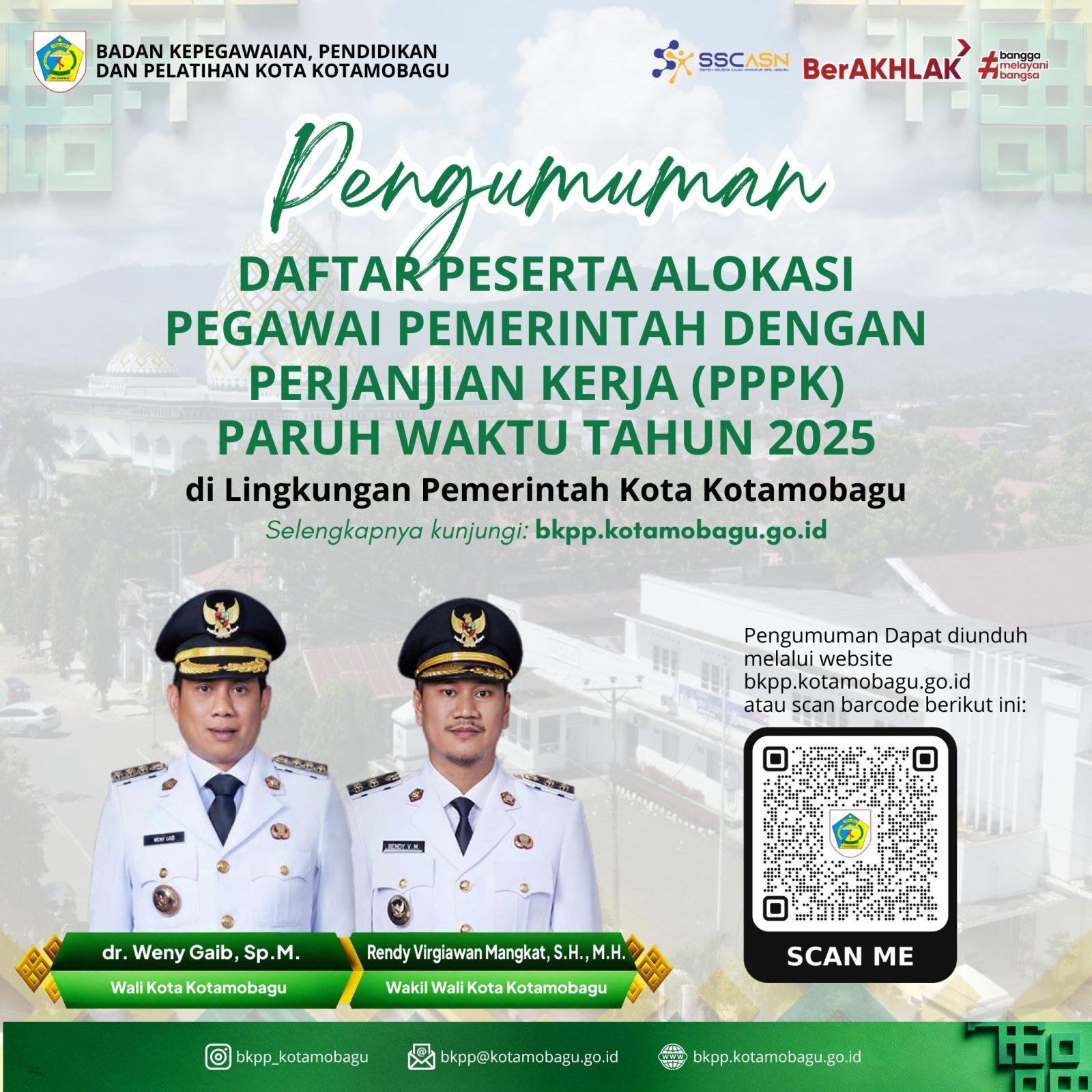 Pengumuman Daftar Peserta Alokasi Pegawai Pemerintah Dengan Perjanjian Kerja (PPPK) Paruh Waktu Tahun 2025 Pemerintah Kota Kotamobagu