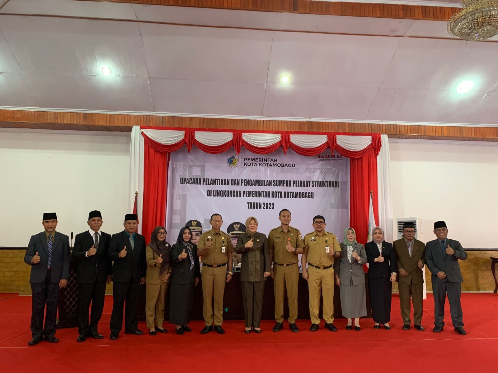 UPACARA PELANTIKAN DAN PENGAMBILAN SUMPAH PEJABAT STRUKTURAL DI LINGKUNGAN PEMERINTAH KOTA KOTAMOBAGU TAHUN 2023