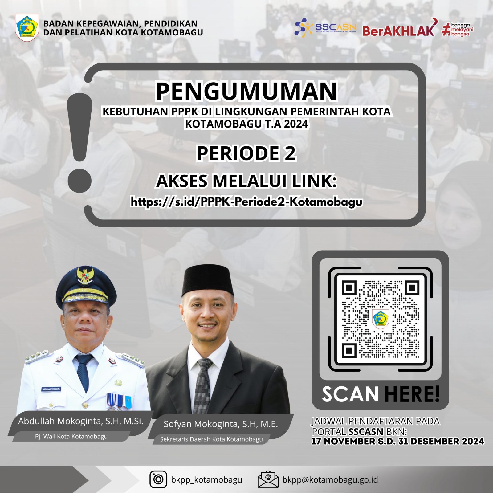 Pengumuman Kebutuhan PPPK di Lingkungan Pemerintah Kota Kotamobagu T.A 2024 Periode II