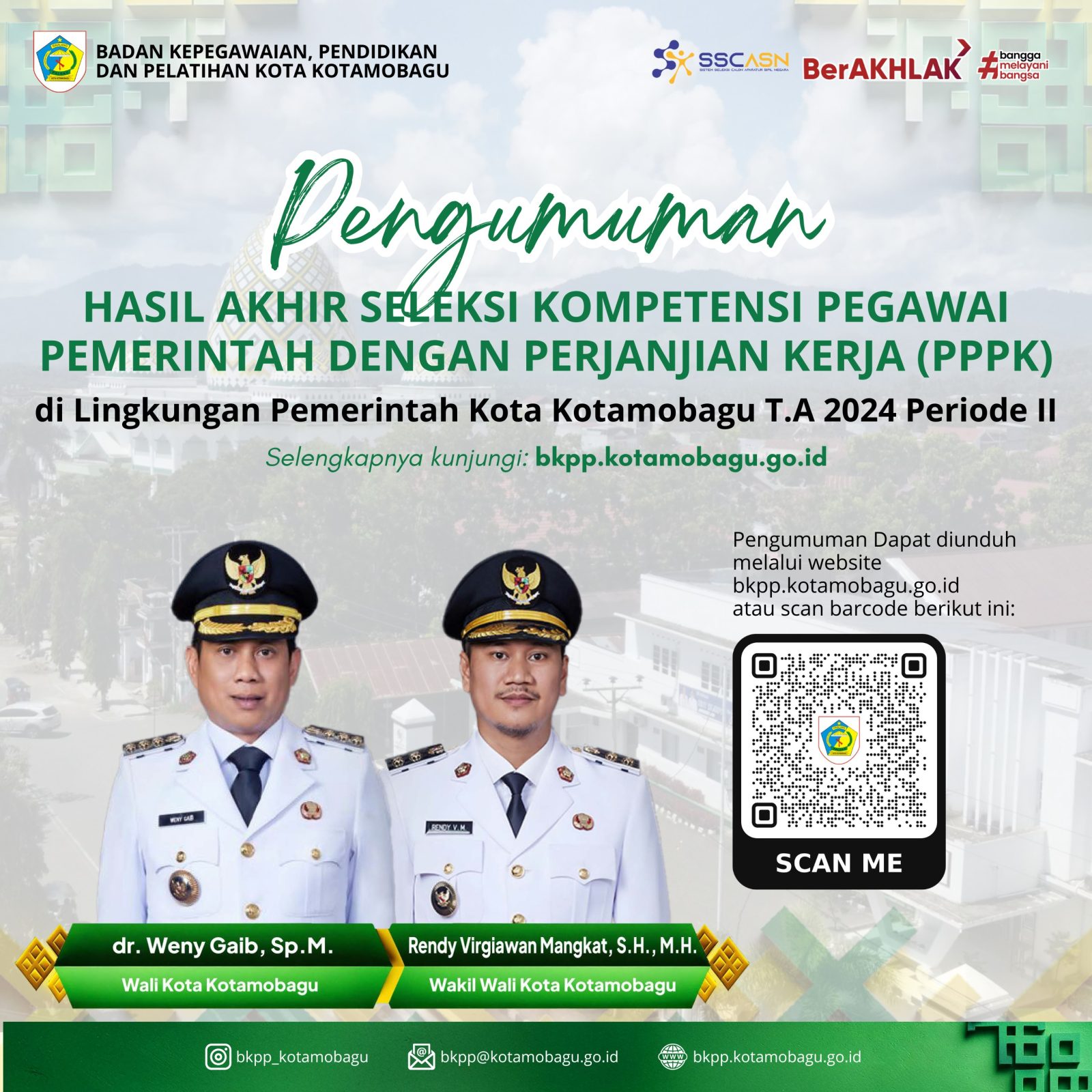 Pengumuman Hasil Akhir Seleksi Kompetensi PPPK Pemerintah Kota Kotamobagu T.A. 2024 Periode II